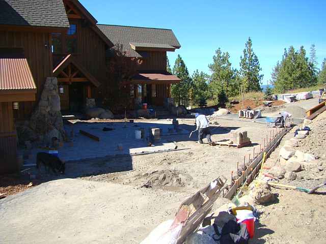 Paver driveway under construction